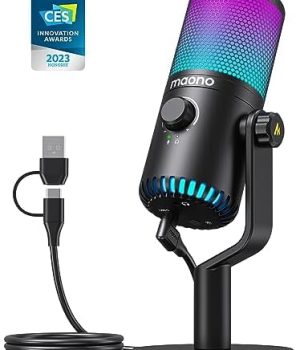 MAONO Gaming USB Microphone with Software, Metal Programmable RGB Mic for Recording, Streaming, Podcast, PS5, PS4, PC, Computer, DM30 RGB