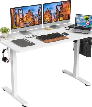 STARY Electric Standing Desk Adjustable Height Sit Stand Home Office Desk with Splice Board